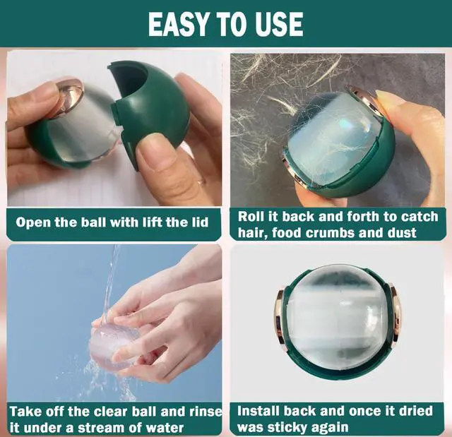 Alt view image 4 of 6 - Reusable Gel Lint Roller Ball, Sticky Washable lint Roller Portable Small Dog Cat Pet Hair Lint Remover Tool for Clothes, Pocket Traveling Essentials