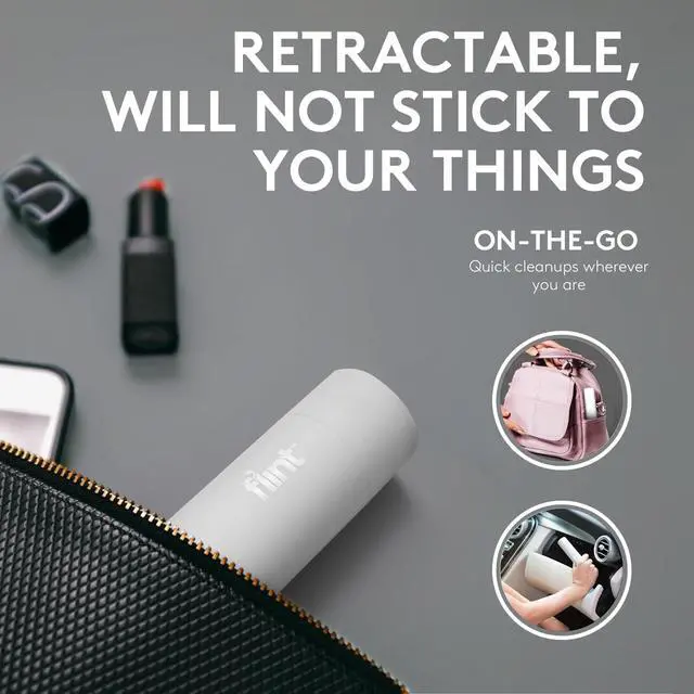 Alt view image 2 of 7 - Classic White Retractable Mini Lint Roller with 30 Extra Sticky Sheets, Small and Portable Lint Roller, Ideal Pet Hair Remover, Travel Lint Rollers for pet Hair Extra Sticky