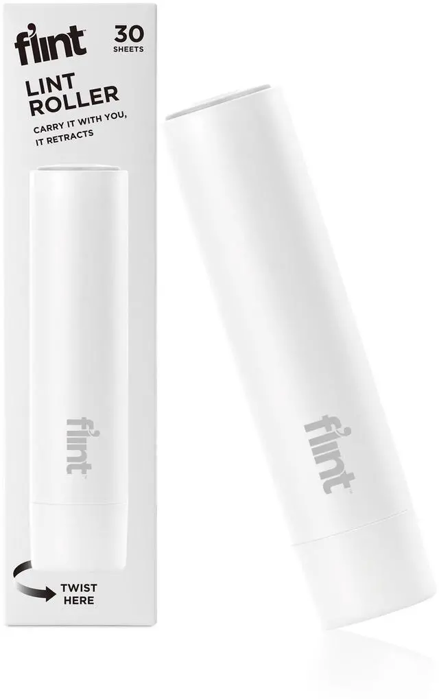 Main image of Classic White Retractable Mini Lint Roller with 30 Extra Sticky Sheets, Small and Portable Lint Roller, Ideal Pet Hair Remover, Travel Lint Rollers for pet Hair Extra Sticky