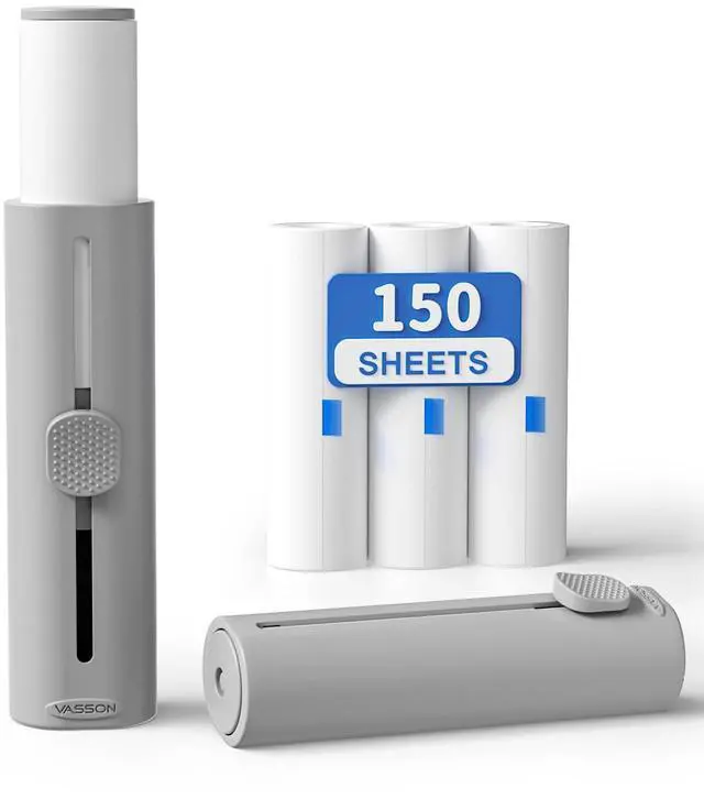 Main image of Mini Lint Roller for Pet Hair - 150 Extra Sticky Sheets Total (3 Rolls x 50) - Travel Lint Remover for Clothes, Furniture, Lint, Fuzz - Value Pack (1 Roller + 3 Refills)
