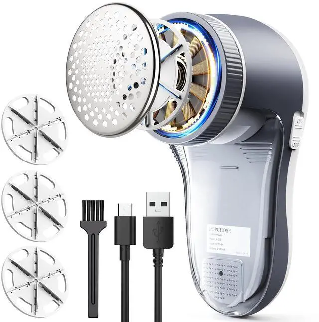Main image of Fabric Shaver, Lint Shaver for Clothing, Electric Lint Remover with 6-Leaf Blades, Sweater Defuzzer, Clothes Shaver for Couch, Furniture, Blanket, Remove Pilling, USB Rechargeable