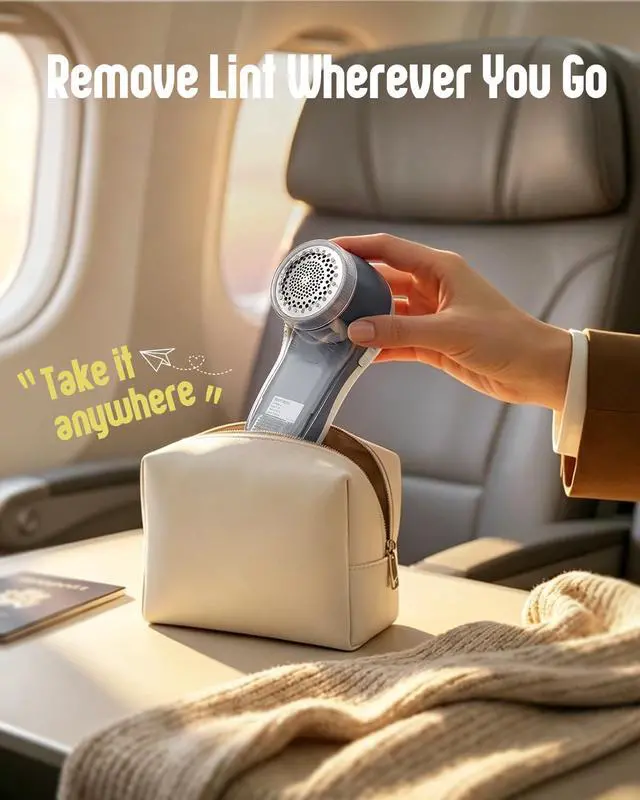 Alt view image 6 of 7 - Fabric Shaver, Lint Shaver for Clothing, Electric Lint Remover with 6-Leaf Blades, Sweater Defuzzer, Clothes Shaver for Couch, Furniture, Blanket, Remove Pilling, USB Rechargeable