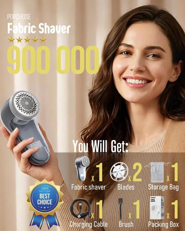 Alt view image 7 of 7 - Fabric Shaver, Lint Shaver for Clothing, Electric Lint Remover with 6-Leaf Blades, Sweater Defuzzer, Clothes Shaver for Couch, Furniture, Blanket, Remove Pilling, USB Rechargeable