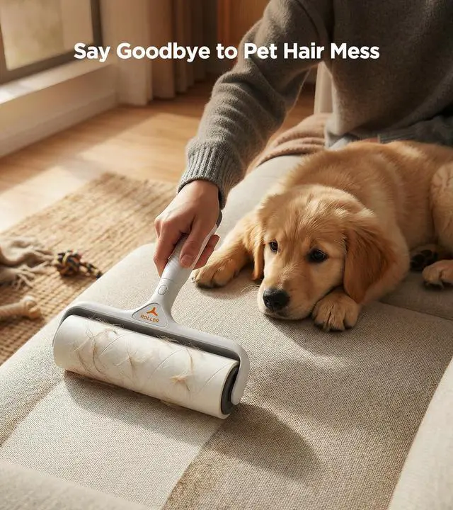 Alt view image 3 of 5 - 16CM Wide Lint Roller with 60 Tear Sheets, Disposable Sticky Remover for Pet Hair, Clothes & Furniture