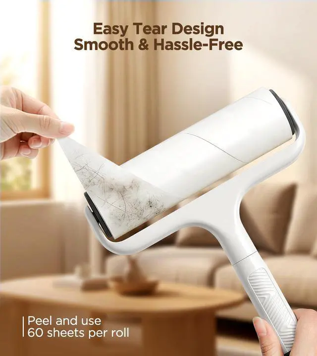 Alt view image 5 of 5 - 16CM Wide Lint Roller with 60 Tear Sheets, Disposable Sticky Remover for Pet Hair, Clothes & Furniture