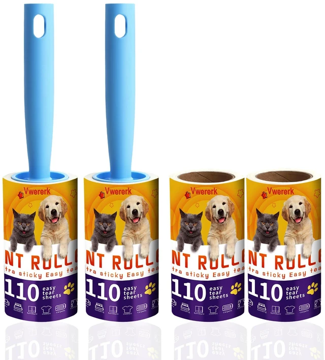 Main image of Lint Rollers for Pet Hair Extra Sticky, 440 Sheets/4 Lint Roller Refills with 2 Durable Handles, Pet Hair Roller for Clothes, Furniture, Carpet