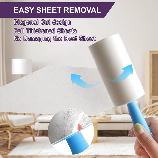 Alt view image 4 of 7 - Lint Rollers for Pet Hair Extra Sticky, 440 Sheets/4 Lint Roller Refills with 2 Durable Handles, Pet Hair Roller for Clothes, Furniture, Carpet