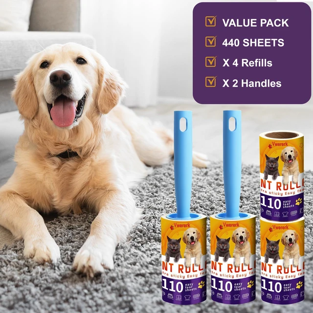 Alt view image 2 of 7 - Lint Rollers for Pet Hair Extra Sticky, 440 Sheets/4 Lint Roller Refills with 2 Durable Handles, Pet Hair Roller for Clothes, Furniture, Carpet