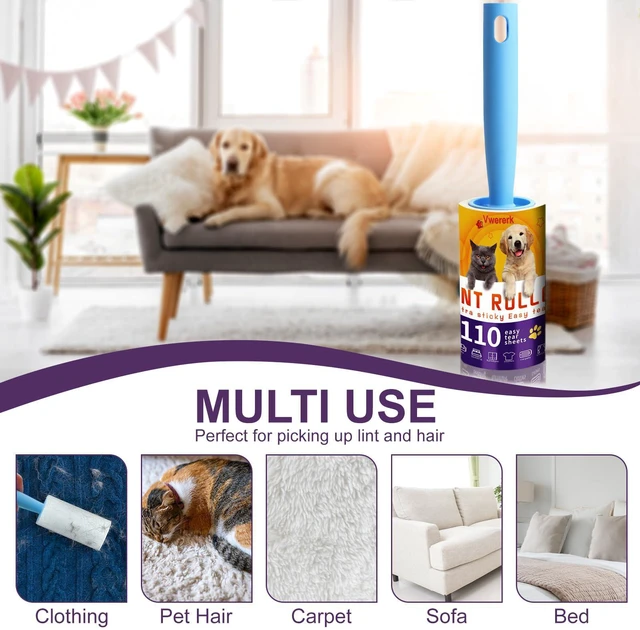 Alt view image 6 of 7 - Lint Rollers for Pet Hair Extra Sticky, 440 Sheets/4 Lint Roller Refills with 2 Durable Handles, Pet Hair Roller for Clothes, Furniture, Carpet