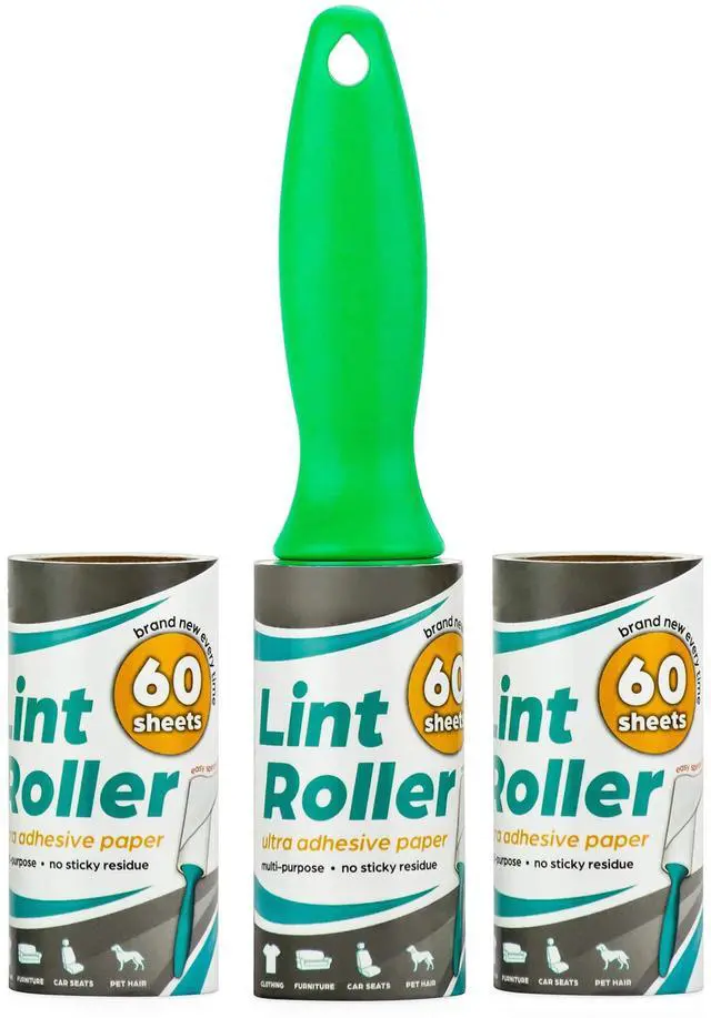 Main image of Lint Roller with 2 Refills, Pet Hair Remover, 180 Extra Sticky Sheets, Lint Roller Brush, Dog & Cat Hair Removal, Lint, Dust from Clothes, Furniture and More