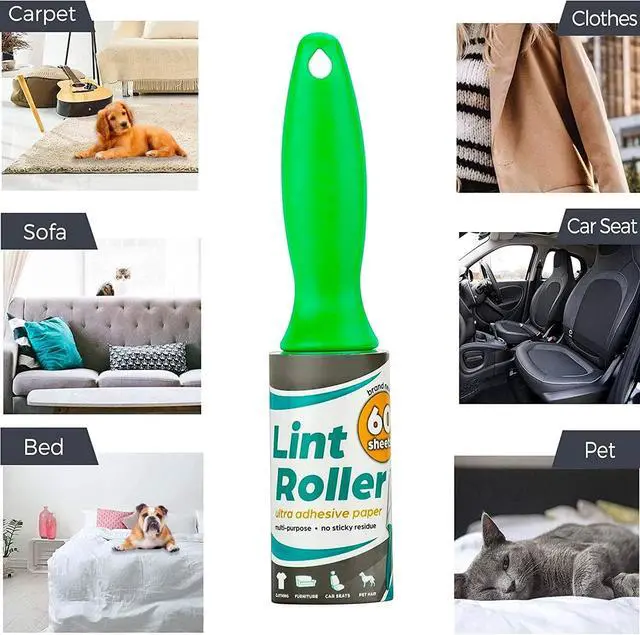 Alt view image 3 of 7 - Lint Roller with 2 Refills, Pet Hair Remover, 180 Extra Sticky Sheets, Lint Roller Brush, Dog & Cat Hair Removal, Lint, Dust from Clothes, Furniture and More