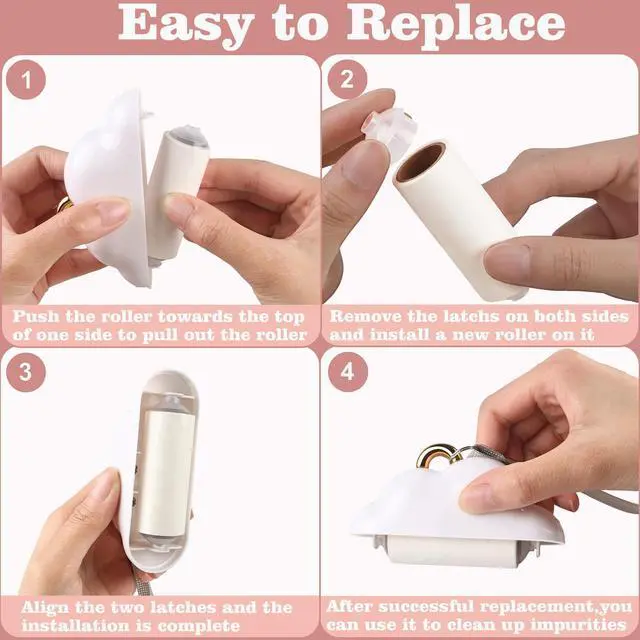 Alt view image 7 of 7 - Mini Travel Lint Roller, Reusable Pet Hair Remover for Clothes with 150 Refillable Sheets (White)