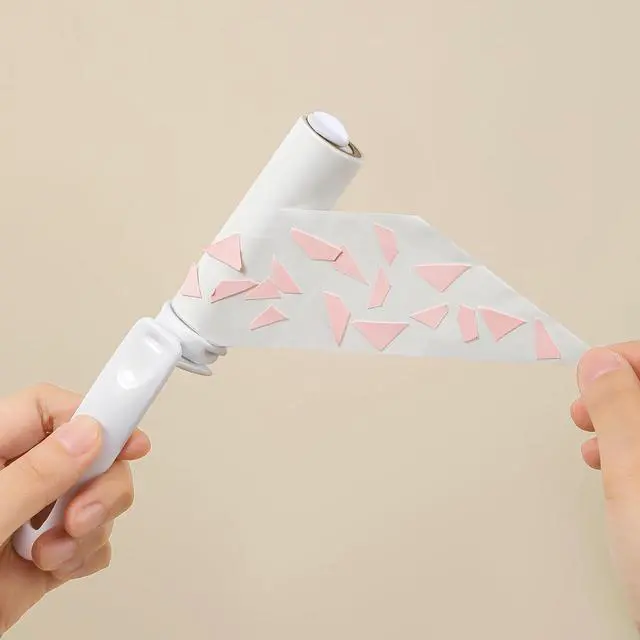 Alt view image 6 of 7 - Mini Lint Roller Travel Size Cute Folding Lint Remover for Pet Hair Small Sticky Roller with Cover for Purse On the Go Lint Roller (Pink)