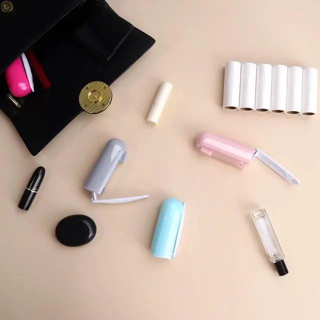 Alt view image 7 of 7 - Mini Lint Roller Travel Size Cute Folding Lint Remover for Pet Hair Small Sticky Roller with Cover for Purse On the Go Lint Roller (Pink)