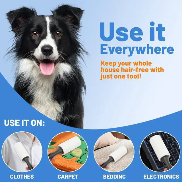 Alt view image 4 of 6 - 440 Sheets with 2 Extra Handles, Pet Hair Remover for Laundry, Extra Sticky Lint Rollers for Pet Hair on Clothes, Furniture, Car - Dog & Cat Hair Removal Tool