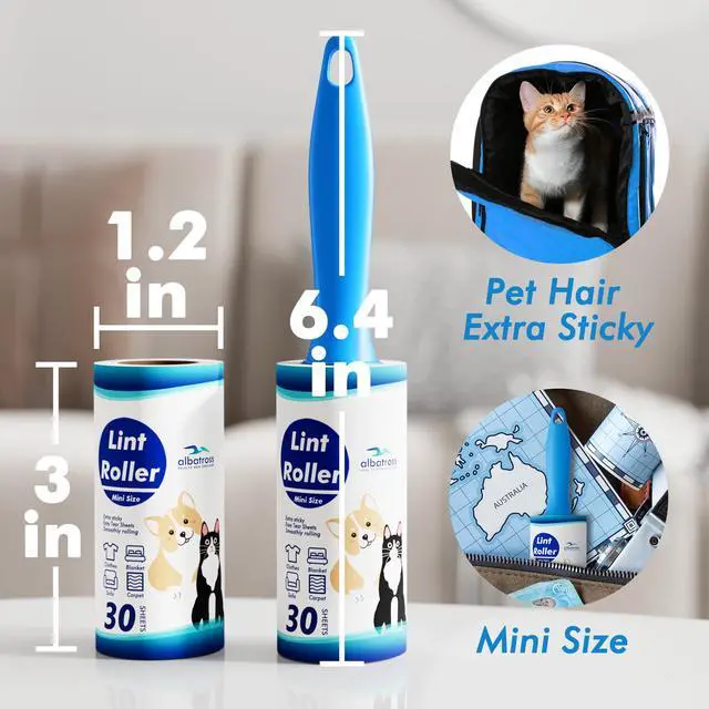 Alt view image 2 of 6 - Mini Extra Sticky Lint Rollers for Travel - 150 Sheets Small Sized Portable Lint Removers for Pet Hair and Debris Pickup150, Travel Essentials
