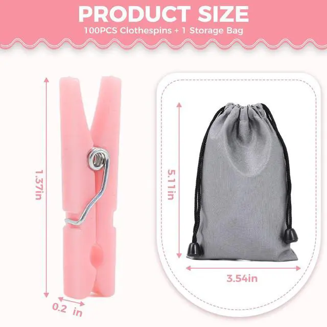 Alt view image 2 of 6 - 100PCS Baby Shower Games Clothespins Girl Plastic Clothes Pin Pink 1.37inch