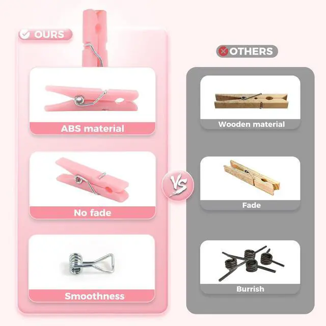 Alt view image 3 of 6 - 100PCS Baby Shower Games Clothespins Girl Plastic Clothes Pin Pink 1.37inch