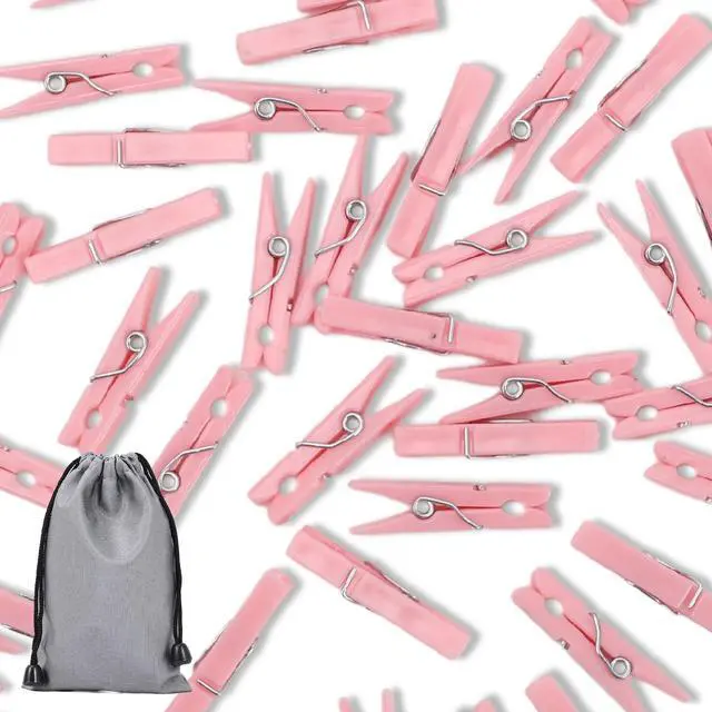 Alt view image 6 of 6 - 100PCS Baby Shower Games Clothespins Girl Plastic Clothes Pin Pink 1.37inch