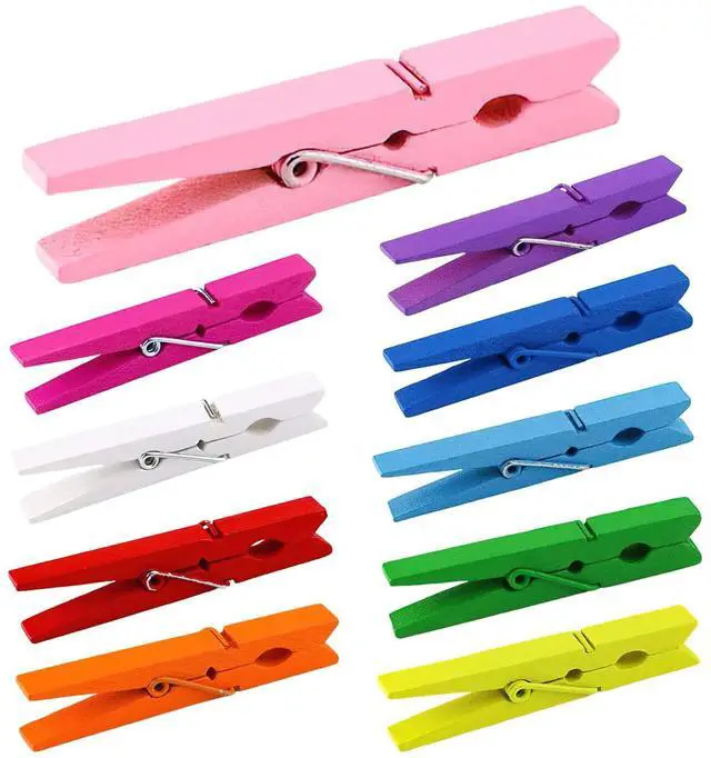 Main image of Colored Clothespins 50 PCS, 2.9 Inch Heavy Duty Wooden Clothes Pins, 10 Colors Decorative Clothes Pins for Home Office Classroom, Multi-Purpose for Hanging Clothes, Crafts & Decoration