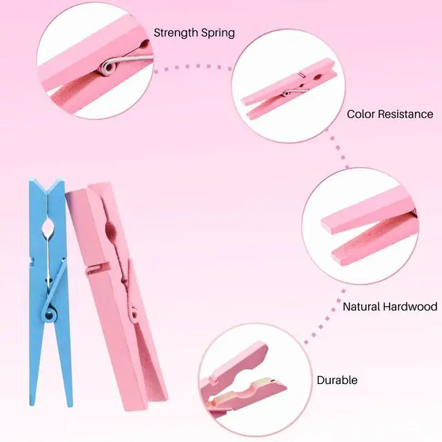 Alt view image 3 of 7 - Colored Clothespins 50 PCS, 2.9 Inch Heavy Duty Wooden Clothes Pins, 10 Colors Decorative Clothes Pins for Home Office Classroom, Multi-Purpose for Hanging Clothes, Crafts & Decoration