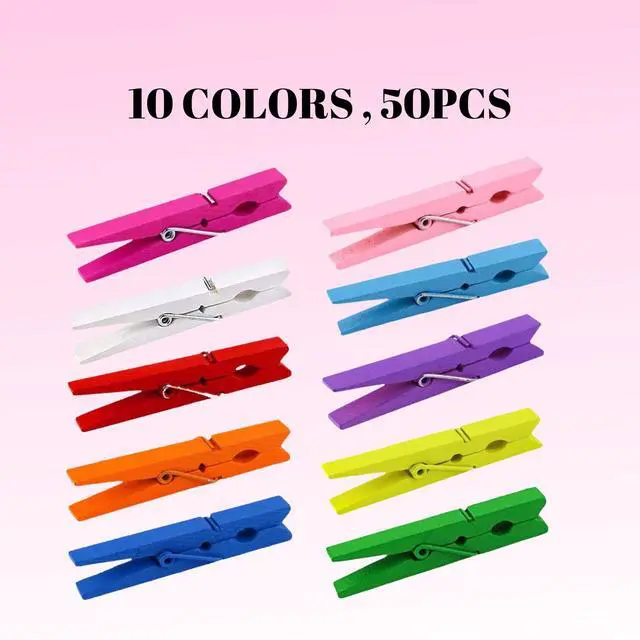 Alt view image 5 of 7 - Colored Clothespins 50 PCS, 2.9 Inch Heavy Duty Wooden Clothes Pins, 10 Colors Decorative Clothes Pins for Home Office Classroom, Multi-Purpose for Hanging Clothes, Crafts & Decoration