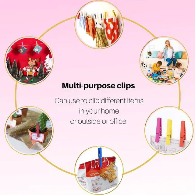 Alt view image 7 of 7 - Colored Clothespins 50 PCS, 2.9 Inch Heavy Duty Wooden Clothes Pins, 10 Colors Decorative Clothes Pins for Home Office Classroom, Multi-Purpose for Hanging Clothes, Crafts & Decoration