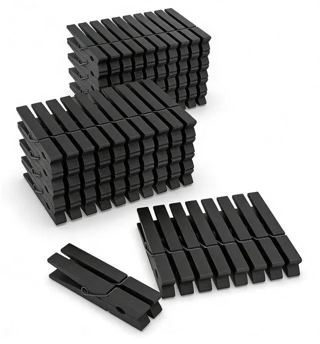 Main image of 100 Pcs Black Clothes pins - 2.9 Inch Wooden Clothespins Cheer Clips
