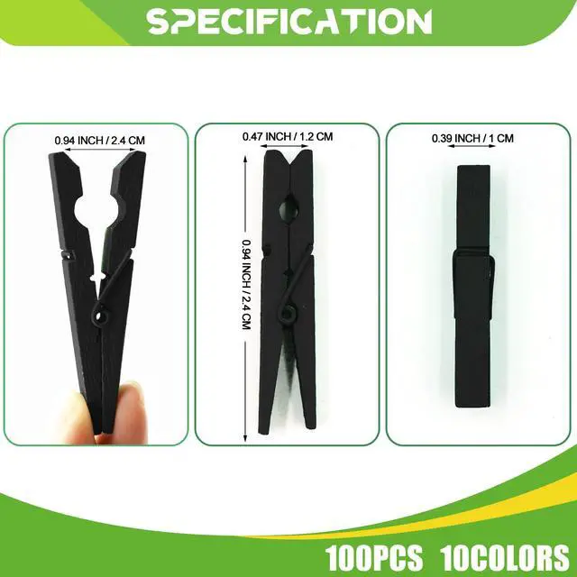 Alt view image 7 of 7 - 100 Pcs Black Clothes pins - 2.9 Inch Wooden Clothespins Cheer Clips