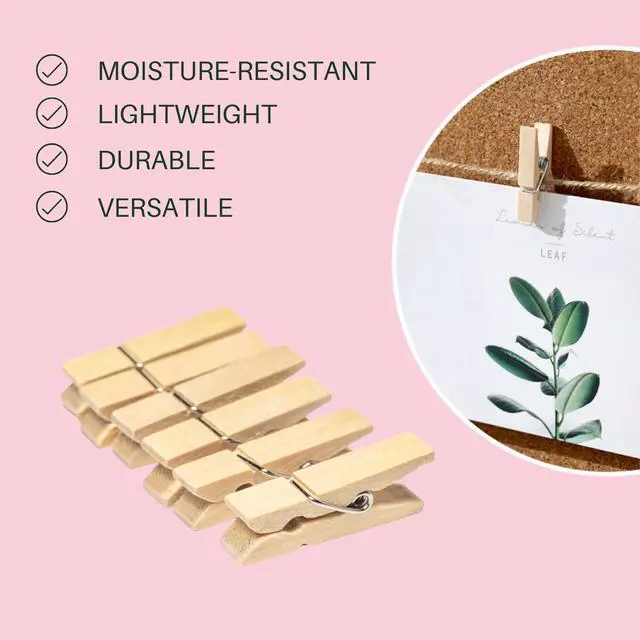 Alt view image 2 of 7 - Small Clothes Pin, Mini Clothespins, 100 PCS Mini Clothes Pins Wooden with Storage Bag, Small Clothes Pins for Photos, Crafts, Hanging Clothes, Baby Shower, Display Artwork