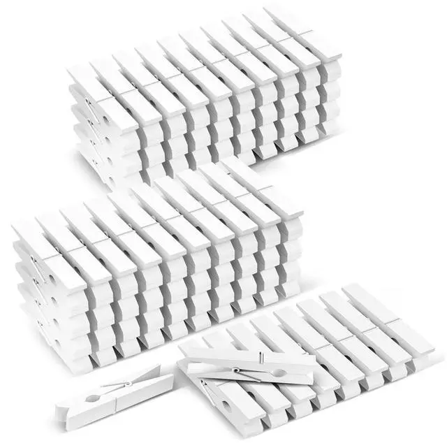 Main image of 100 Pack White Wooden Clothes Pins 2.9 Inch, Heavy-Duty Wood Clothespins