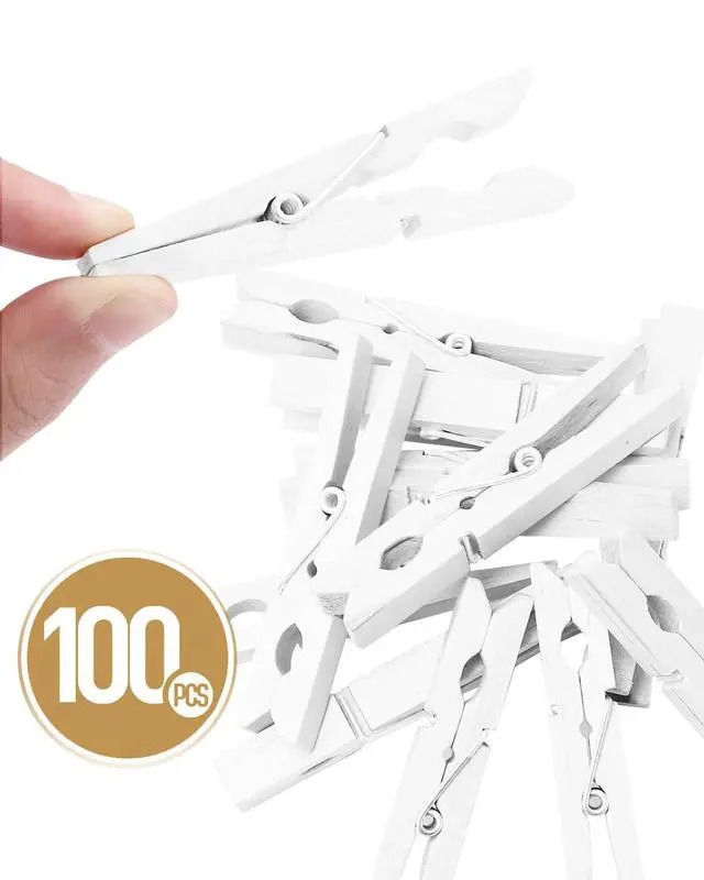 Alt view image 7 of 7 - 100 Pack White Wooden Clothes Pins 2.9 Inch, Heavy-Duty Wood Clothespins