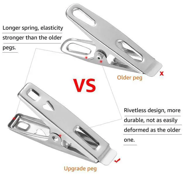 Alt view image 5 of 7 - 60 PCS Strong Stainless Steel Clothes Pins Metal Laundry Clips with Storage Box for Clothes Sock Food Sealing Photos