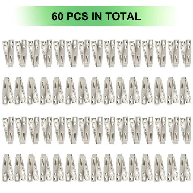 Alt view image 2 of 7 - 60 PCS Strong Stainless Steel Clothes Pins Metal Laundry Clips with Storage Box for Clothes Sock Food Sealing Photos
