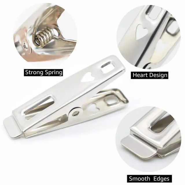 Alt view image 4 of 7 - 60 PCS Strong Stainless Steel Clothes Pins Metal Laundry Clips with Storage Box for Clothes Sock Food Sealing Photos