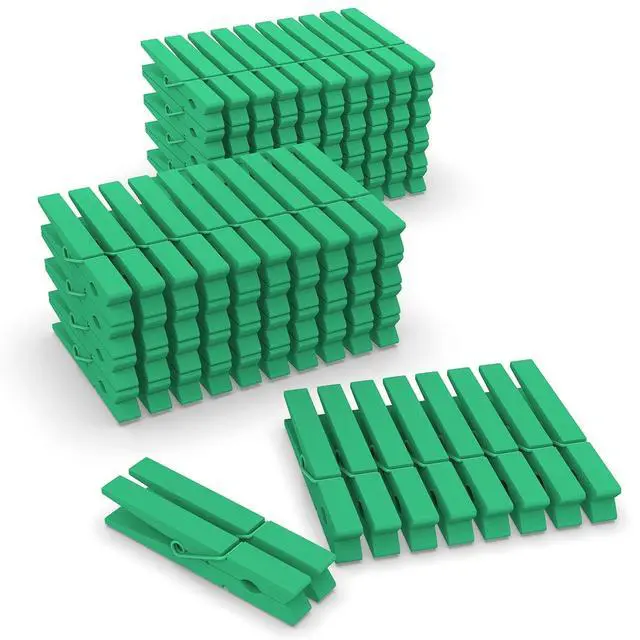 Main image of 100 Pcs Green Clothes pins - 2.9 Inch Wooden Clothespins Cheer Clips