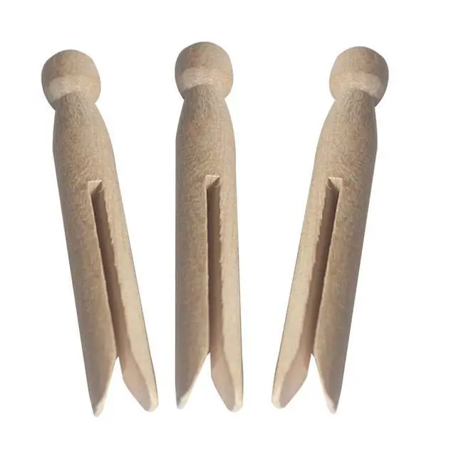 Alt view image 7 of 7 - Round Wooden Clothespins, 12pcs Dolly Style Traditional Heritage Clothes Peg Old Fashioned for Outdoor Clothesline Home Kitchen Travel (Wood)