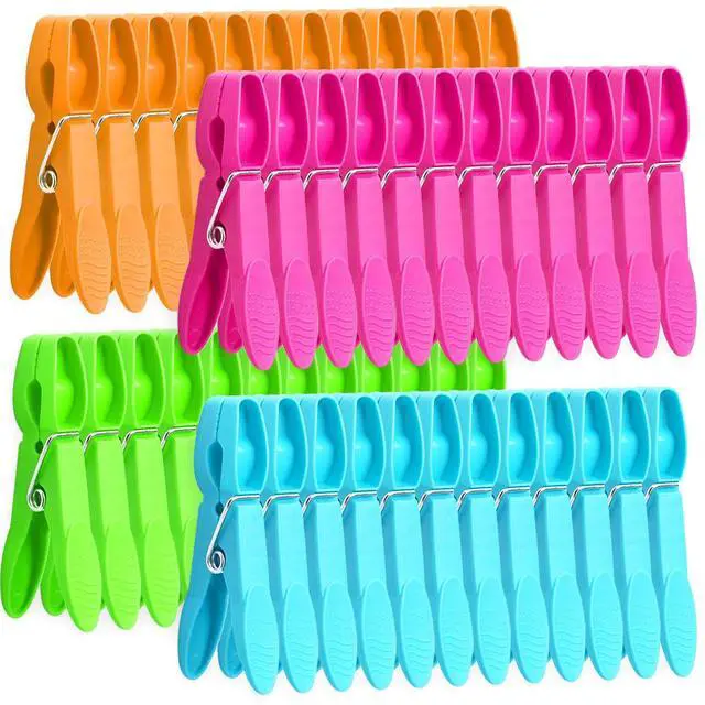 Main image of Clothes Pins, 48 Pack Colored Plastic Clothespins, Clothes Pins Heavy Duty Outdoor, Non-Slip Laundry Clips for Hanging Clothes, Towels, Crafts, Multiperpose Plastic Clips for Picture, Chip Bags