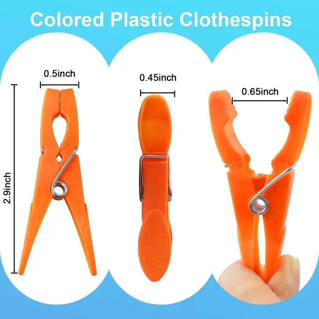 Alt view image 2 of 7 - Clothes Pins, 48 Pack Colored Plastic Clothespins, Clothes Pins Heavy Duty Outdoor, Non-Slip Laundry Clips for Hanging Clothes, Towels, Crafts, Multiperpose Plastic Clips for Picture, Chip Bags