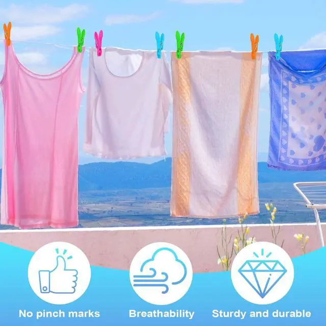 Alt view image 5 of 7 - Clothes Pins, 48 Pack Colored Plastic Clothespins, Clothes Pins Heavy Duty Outdoor, Non-Slip Laundry Clips for Hanging Clothes, Towels, Crafts, Multiperpose Plastic Clips for Picture, Chip Bags