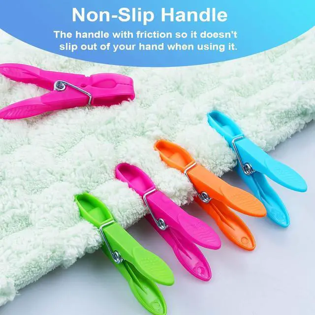 Alt view image 7 of 7 - Clothes Pins, 48 Pack Colored Plastic Clothespins, Clothes Pins Heavy Duty Outdoor, Non-Slip Laundry Clips for Hanging Clothes, Towels, Crafts, Multiperpose Plastic Clips for Picture, Chip Bags