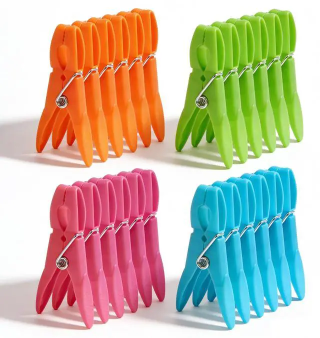 Main image of 24Pack Colorful Plastic Clothespins Heavy Duty Laundry Clothes Pins Outdoor