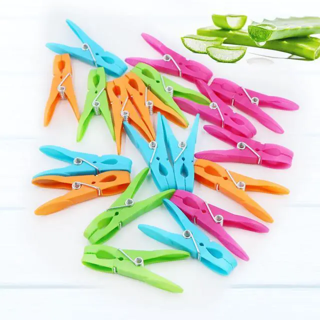 Alt view image 5 of 6 - 24Pack Colorful Plastic Clothespins Heavy Duty Laundry Clothes Pins Outdoor