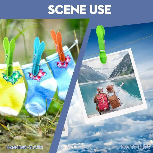Alt view image 4 of 6 - 24Pack Colorful Plastic Clothespins Heavy Duty Laundry Clothes Pins Outdoor