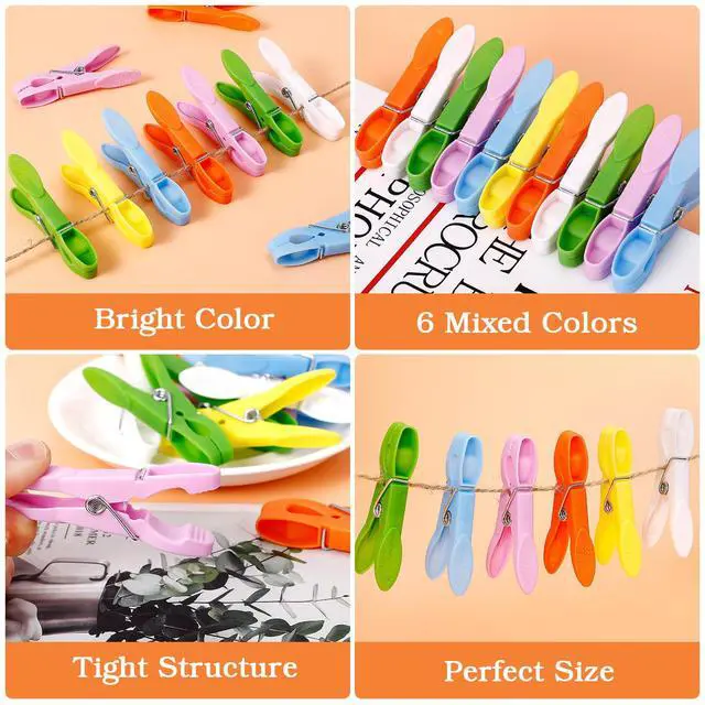 Alt view image 2 of 7 - 48 Pack Colorful Plastic Clothespins,Heavy Duty Clothes Pins Clips with Springs,Non-Slip Clips for Hanging Clothes,Towels,Crafts,Picture Clips Food Package Clips,Air-Drying Clothing Pin Set