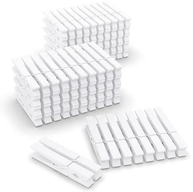 Main image of 100 Pcs White Clothes pins - 2.9 Inch Wooden Clothespins Cheer Clips