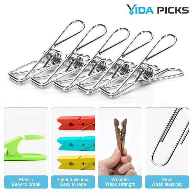 Alt view image 3 of 6 - 40 Pack Wire Clothes Pins Heavy Duty Outdoor, Stainless Steel ClothesPins for Hanging Clothes, Metal Clothes Pegs, Clothing Clips, Laundry Pins 1.8mm Diameter 6cm Long