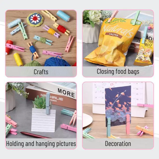Alt view image 5 of 7 - Large Wooden Clothes Pins, 2.9 Inch, 50 Pack, Natural Wood Clips for Crafts, Classroom Projects, Hanging Photos, Chip Bags, Decoration, Rust Resistant Spring