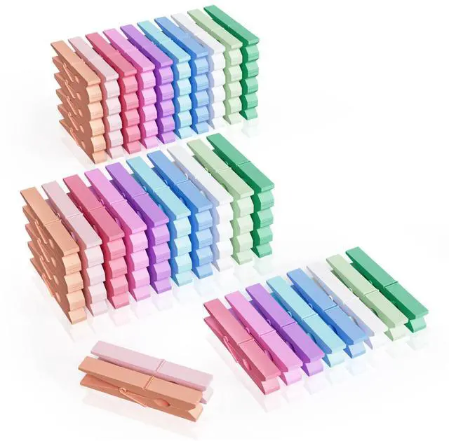 Main image of 100 Pcs Colored Clothespins Bulk, 2.9 Inch Clothes Pins Wooden for Crafts, Pastel Colorful Clothespins for Hanging Clothes Picture, Laundry Clips Cheer 10 Colors