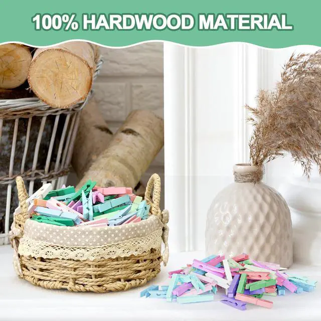 Alt view image 5 of 7 - 100 Pcs Colored Clothespins Bulk, 2.9 Inch Clothes Pins Wooden for Crafts, Pastel Colorful Clothespins for Hanging Clothes Picture, Laundry Clips Cheer 10 Colors